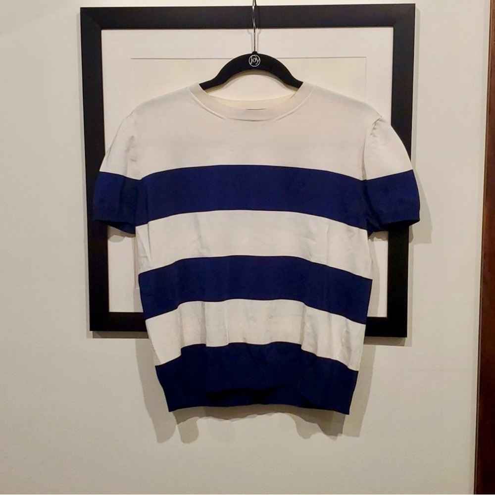 Ralph Lauren Purple Label Blue and White Striped Short Sleeve Tee XL Breton